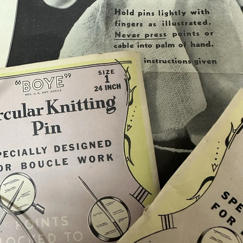 Vintage Boye Circular Knitting Pin Needles Flexible Cable Size 1 & 3 NEW
